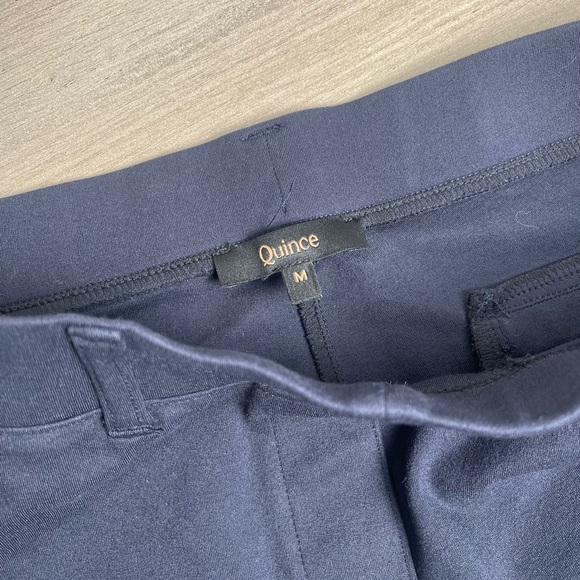 Quince | Navy Ponte Stretch Knit Straight Leg Pant Medium Petite Office Travel - Picture 2 of 7